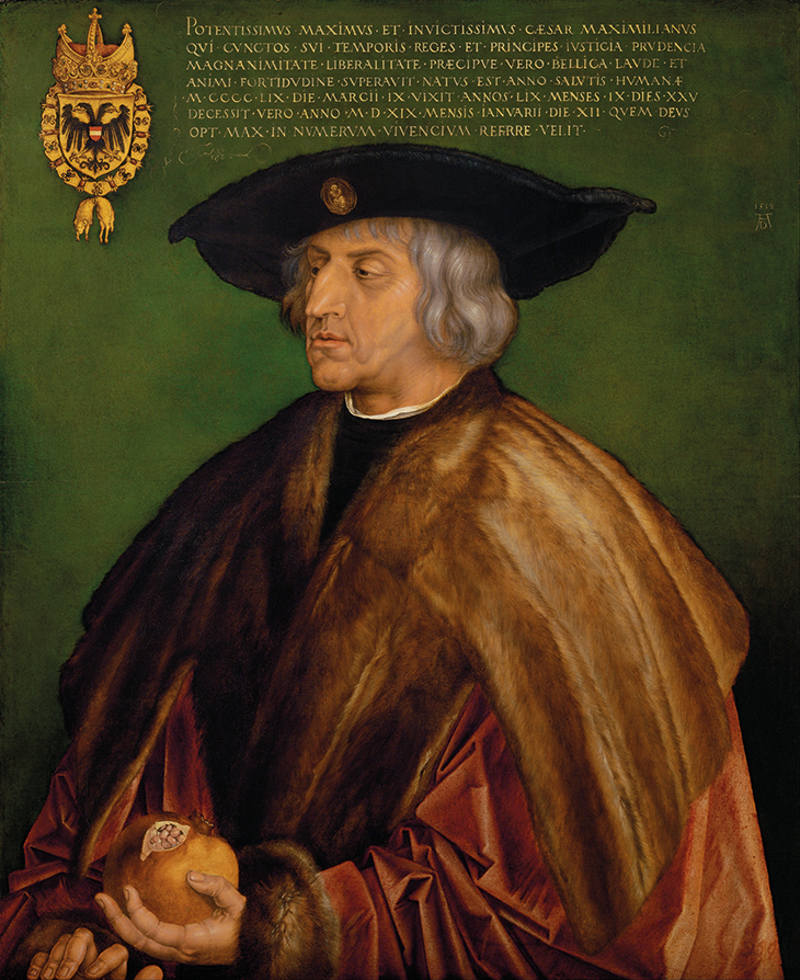 Emperor Maximilian I (1519), Albrecht Dürer. Kunsthistorisches Museum, Vienna