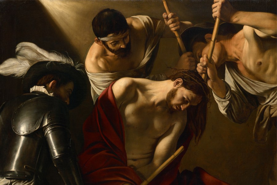 The Crowning with Thorns (detail; c. 1603), Caravaggio.