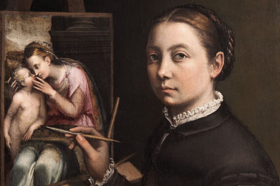 Self-portrait at the Easel (detail; c. 1556), Sofonisba Anguissola.