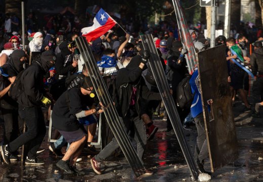 Protestors in Santiago on 29 October 2019.