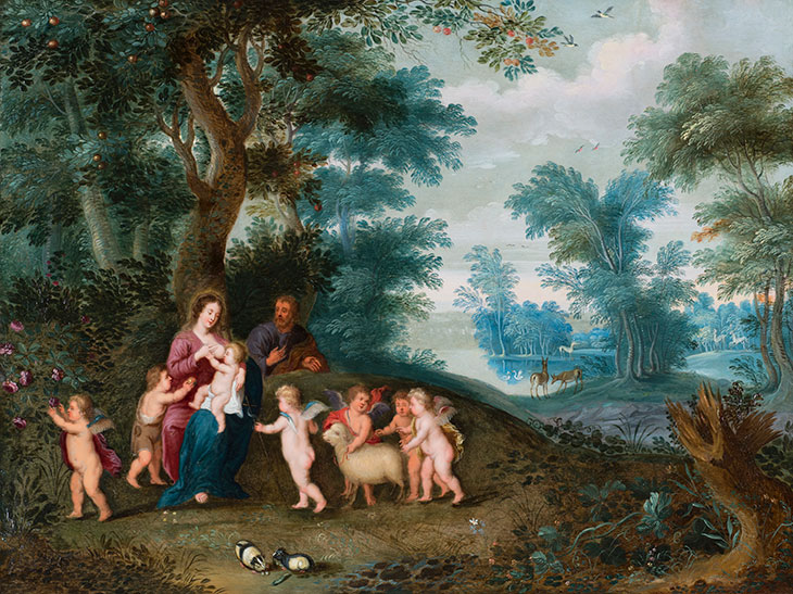 Landscape with Holy Family (c. 1630), Jan Bruegel II and Pieter van Avont. Caretto & Occhinegro