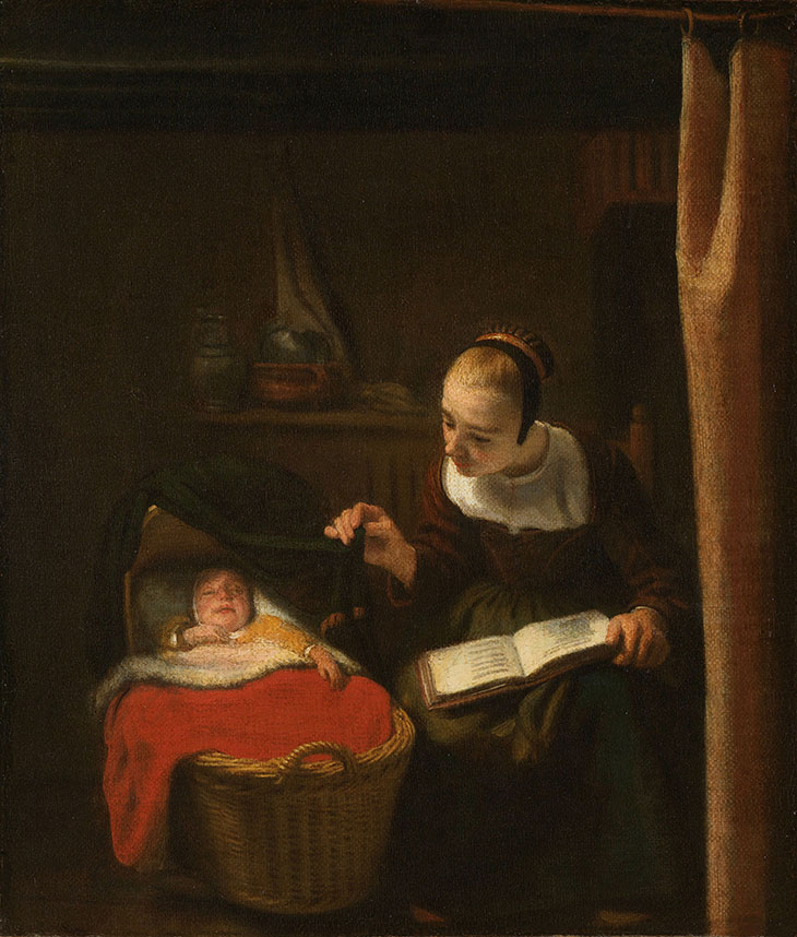 Young Woman at a Cradle (1653–55), Nicolaes Maes. Rijksmuseum, Amsterdam