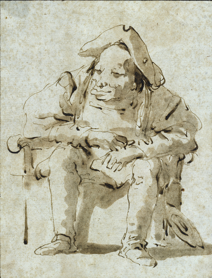 Caricature of a seated, overgrown man (on a bedside chair?) (c. 1750/60), Giovanni Battista Tiepolo.