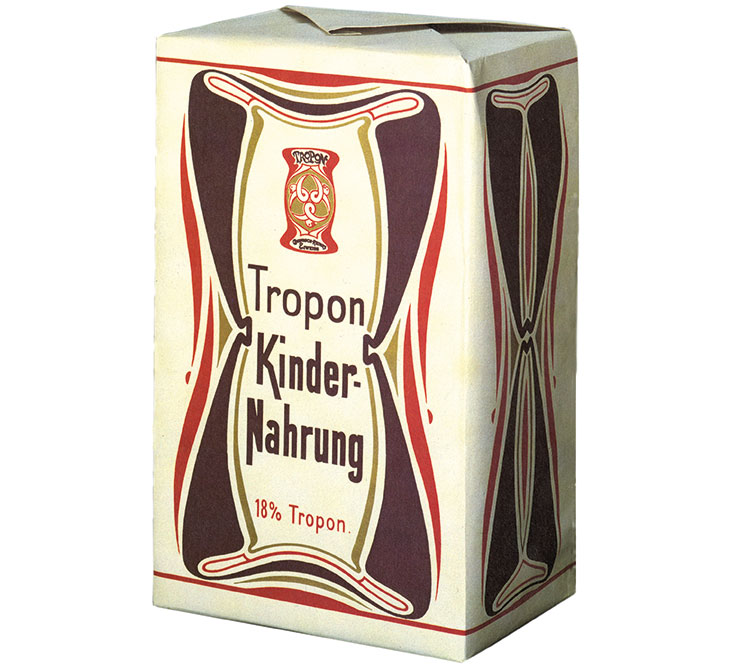Packaging designed by Henry van de Velde for the Tropon food company in 1898.