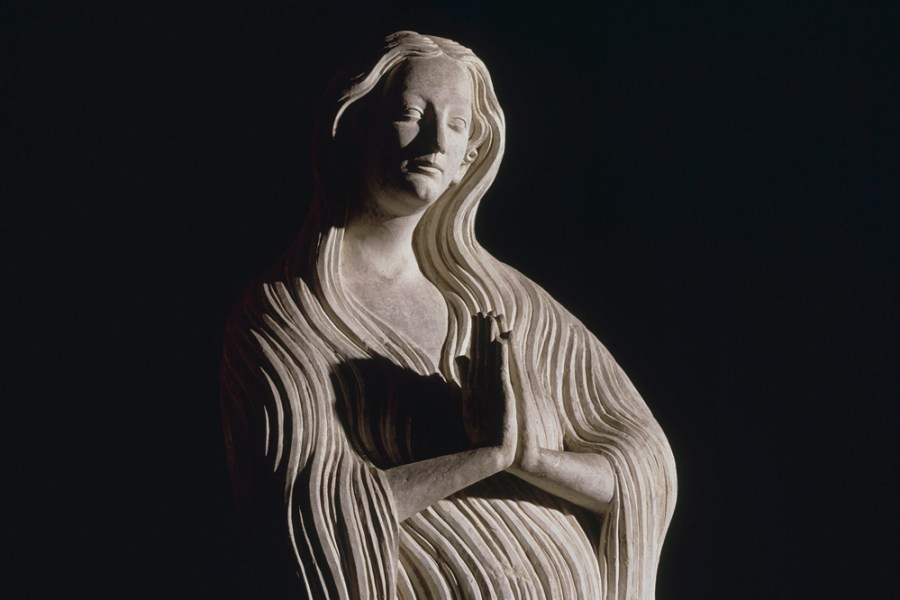 Limestone statue of Mary Magdalen (detail) (c. 1313), from the collegiate church at Écouis (Eure). Photo: © RMN-Grand Palais/Jean-Gilles Berizzi