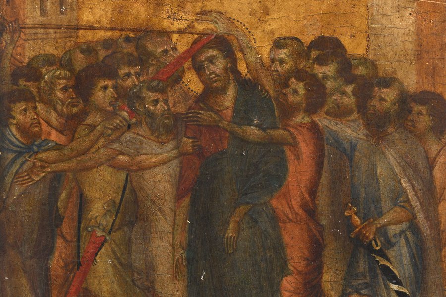 The Mocking of Christ (detail; c. 1280), Cimabue.