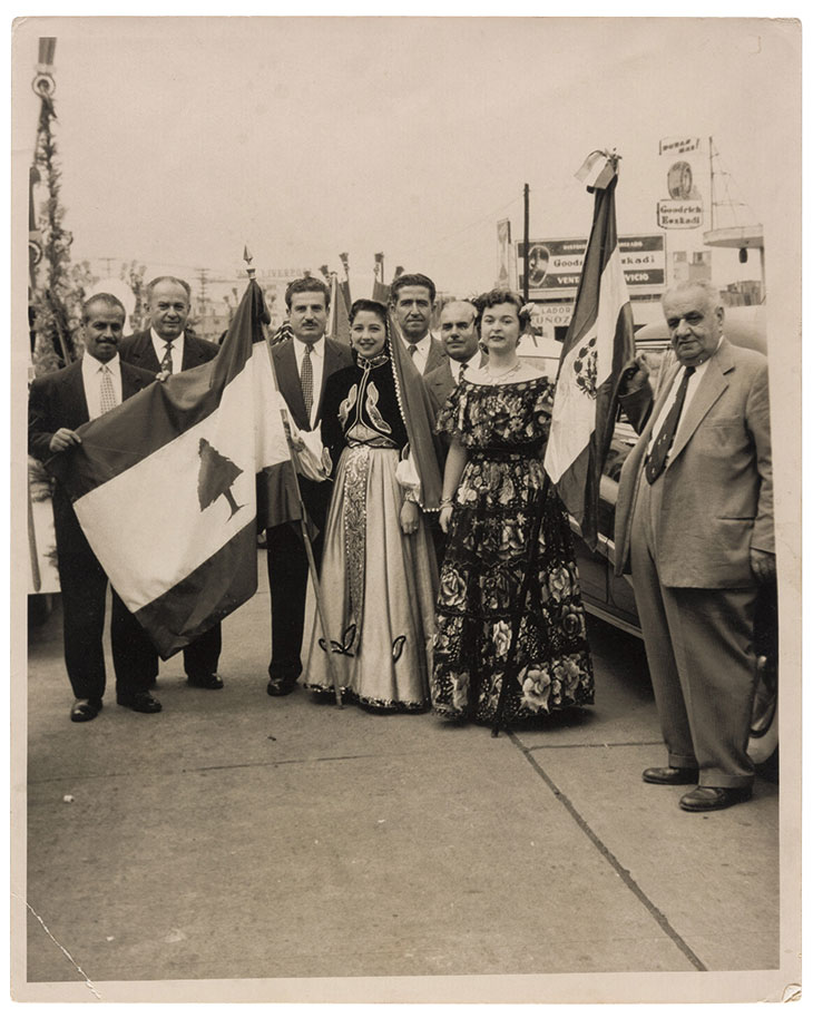 A celebration of Lebanon’s Independence Day in Mexico, 1948/50, gelatin silver print, Graciela Madrigal de Bulhosen Collection at the Arab Image Foundation, Beirut.