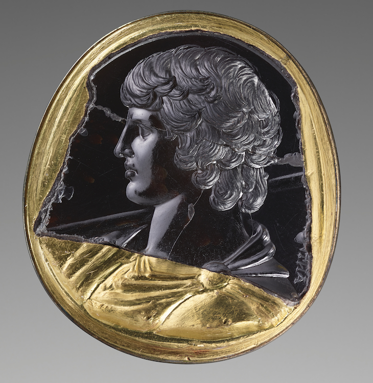 Intaglio with bust of Antinous (131–38 AD), Italy or Greece.
