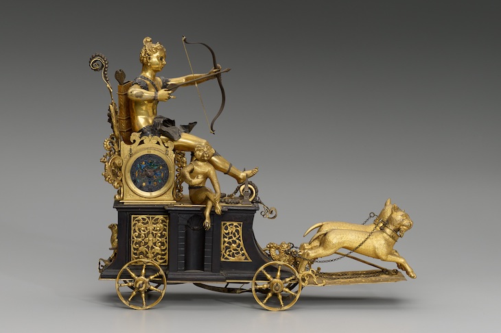 Automaton clock in the form of Diana on her chariot (c. 1610), South German, probably Aubsburg.