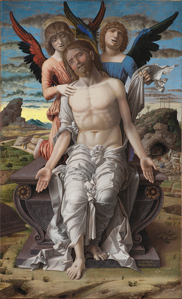 <em>The Dead Christ Supported by Two Angels</em>, c. 1485–1500, Andrea Mantegna (c. 1431–1506), tempera on panel, 78 × 48cm. Statens Museum for Kunst, Copenhagen