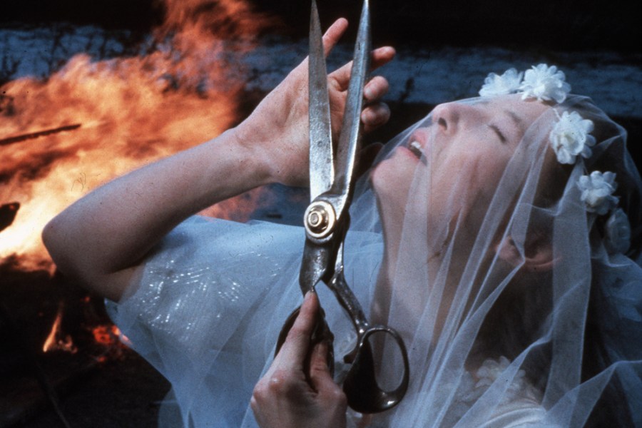 In the final scene of Derek Jarman’s film The Last of England (1987), Tilda Swinton’s unnamed character destroys her wedding dress on Dungeness Beach.