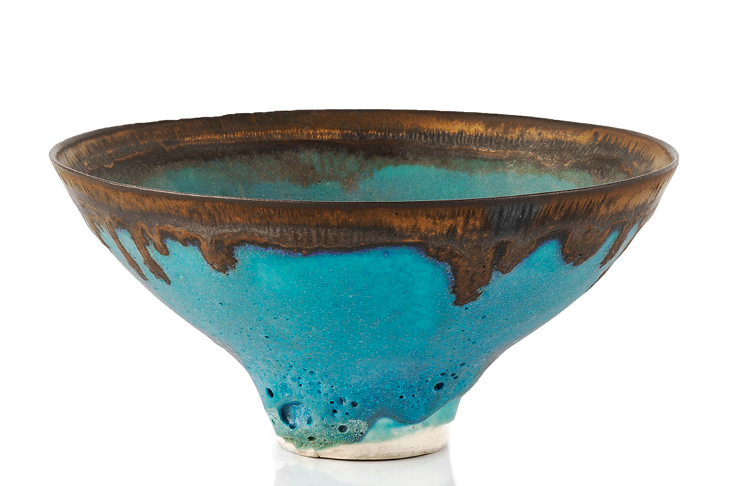 Bowl with dripped manganese rim, Lucie Rie. Mallams (estimate £2,000–£4,000)