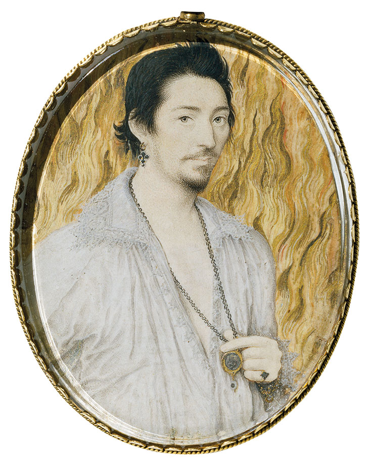 Unknown Young Man against a Background of Flames (c. 1600), Nicholas Hilliard. Victoria and Albert Museum, London