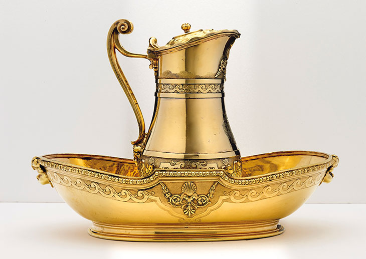 Silver-gilt ewer and basin from the toilet service of Charlotte-Aglaé d’Orléans, duchess of Modena (1719), attributed to Nicolas Besnier.