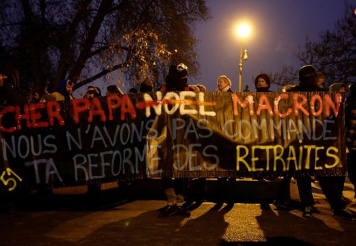 Protestors in Paris on 5 December 2019.