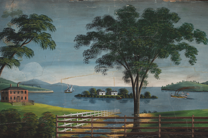 Francis Howe House Mural (detail; 1838), Rufus Porter and Stephen Twombly Porter.