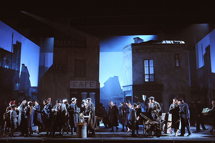 A scene from Jonathan Miller's La Bohème for the ENO in 2009, with a set design by Isabella Bywater.