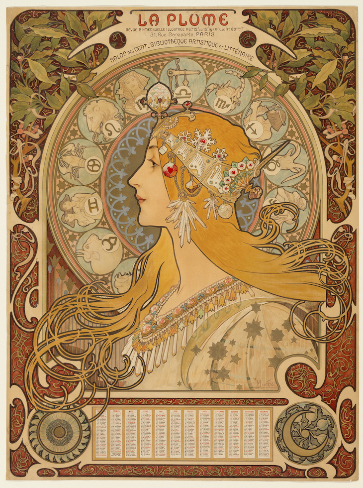 Zodiaque (‘La Plume’) (1896–97), Alphonse Mucha.