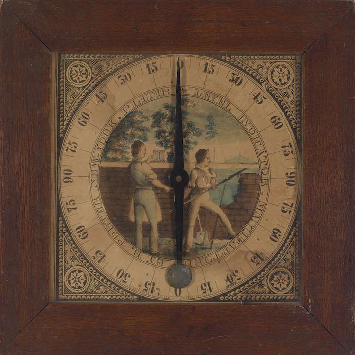 Plumb and level indicator (c. 1846), invention of Rufus Porter, engraver unknown.