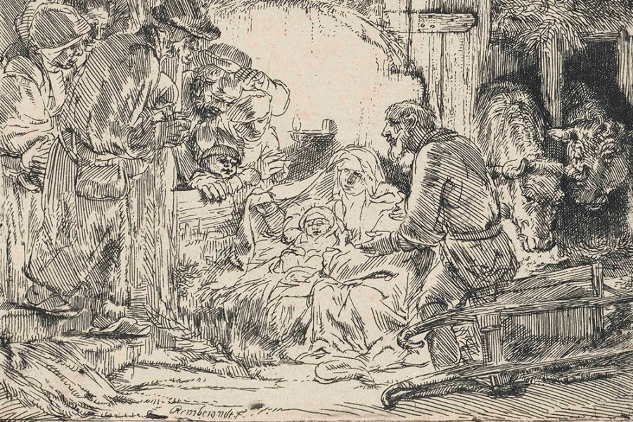 The Adoration of the Shepherds (detail; c. 1654), Rembrandt.