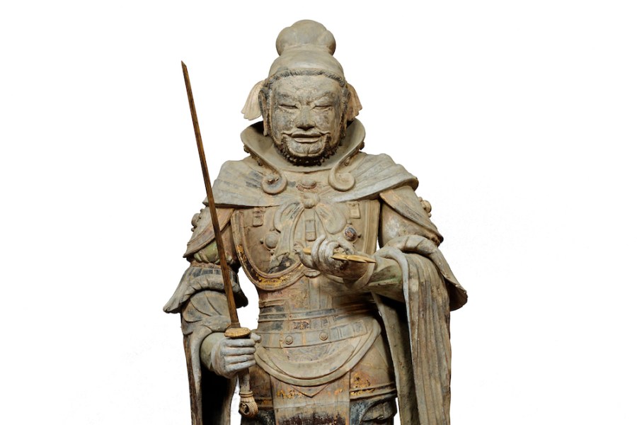Jikokuten (Dhrtarastra) (detail; 7th century), Nara, Japan.
