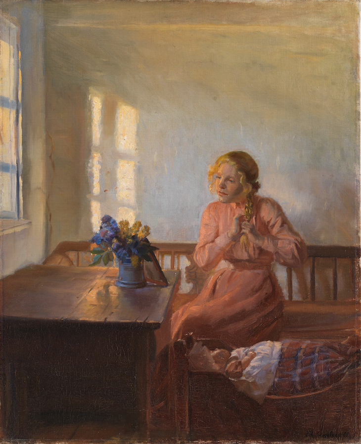 A Young Girl Plaiting Her Hair (1901), Anna Ancher.
