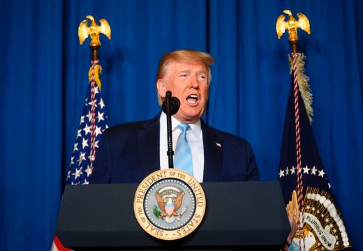 US President Donald Trump makes a statement on Iran at the Mar-a-Lago estate in Palm Beach Florida, on 3 January, 2020.