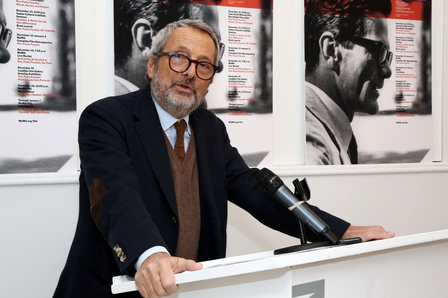 Roberto Cicutto at the Pier Paolo Pasolini MoMA film retrospective opening at MoMA PS1, New York, in 2012.