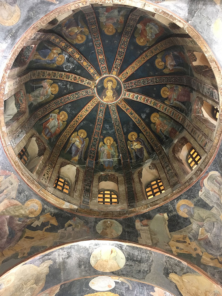 The Virgin and Child with Angels in the dome of the parekklesion of the church.