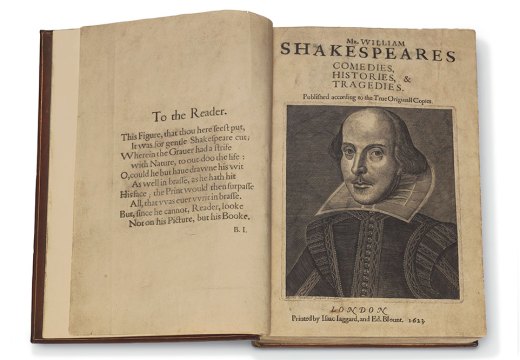 A copy of Shakespeare’s First Folio, coming to auction at Christie’s, New York, on 24 April.