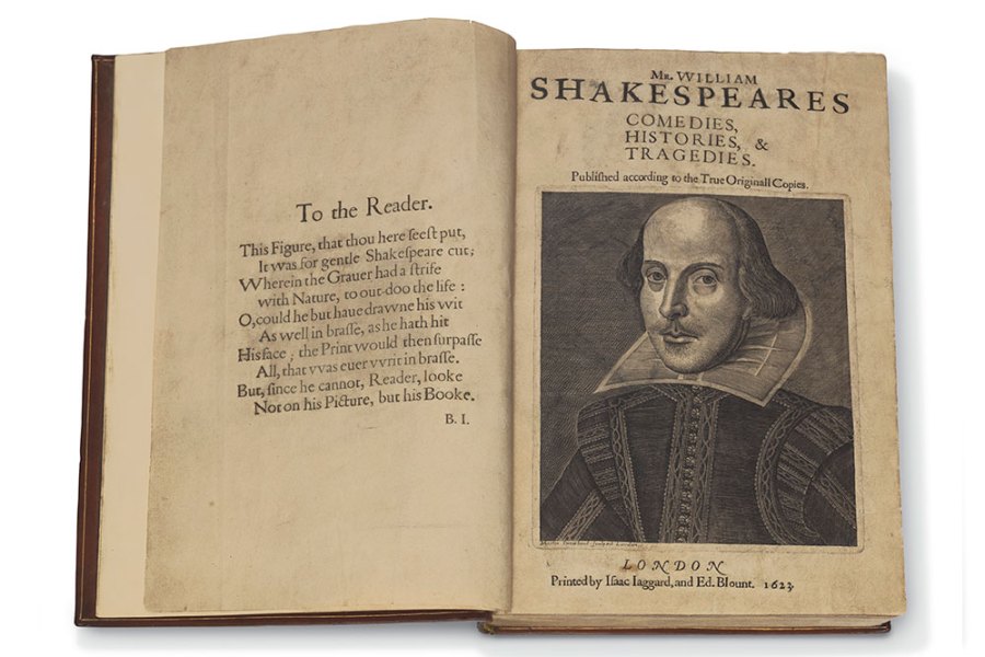 A copy of Shakespeare’s First Folio, coming to auction at Christie’s, New York, on 24 April.