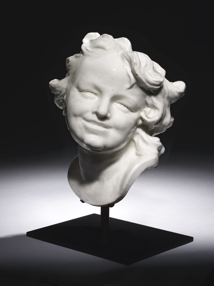 Head of a Laughing Child (c. 1746–49), Chelsea porcelain factory, after Louis-François Roubiliac.