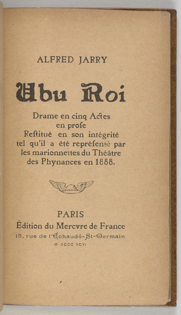 Title page of Ubu Roi (Paris: Mercure de France, 1896), Alfred Jarry.