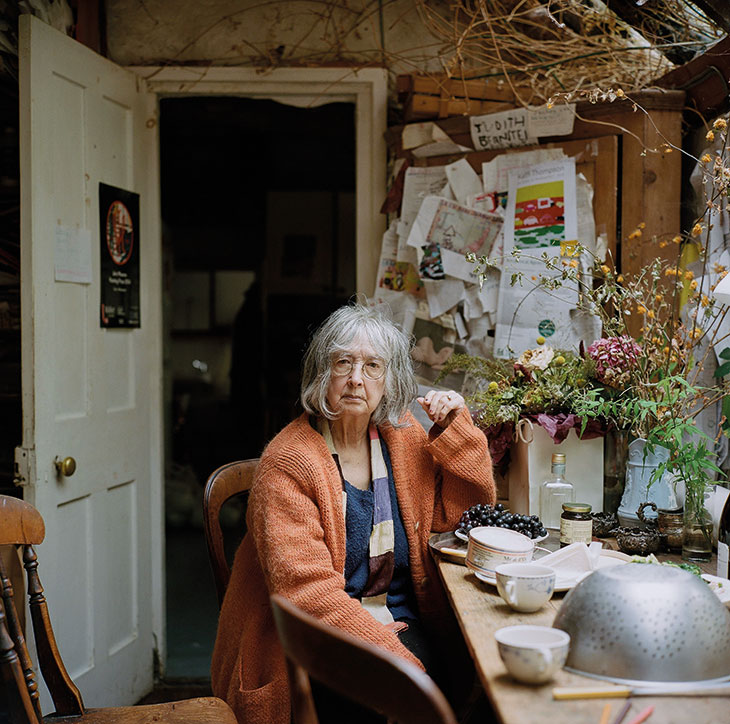 Rose Wylie photographed in her cottage in Kent in November 2019.