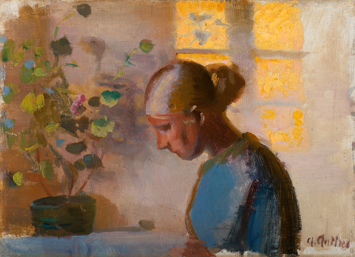 Study of a seamstress in blue (n.d.), Anna Ancher