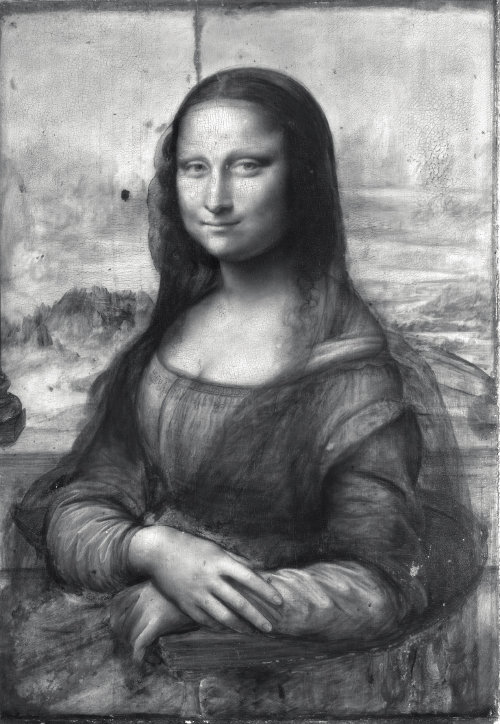 Infrared reflectogram of the Mona Lisa.
