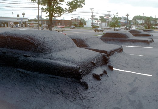 Installation view of ‘Ghost Parking Lot’ (completed in 1978) at the National Shopping Center in Hamden, Connecticut, by James Wines & SITE. © SITE New York