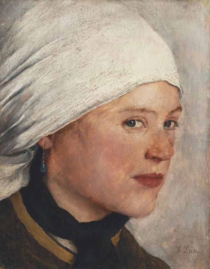 Girl with a White Headscarf (c. 1876), Wilhelm Leibl. 