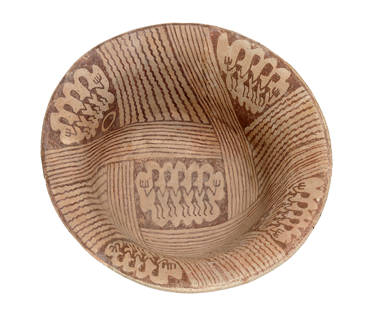 Red-on-buff flare-rim bowl with human forms, c. 850–950, Santa Cruz, Arizona. Arizona State Museum