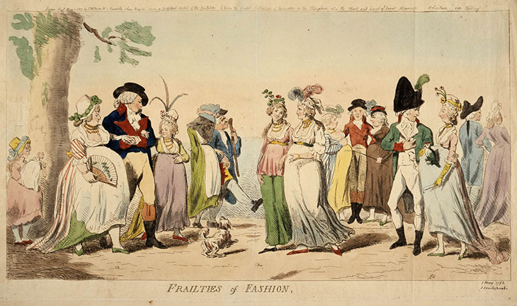 Frailties of Fashion (1793), Isaac Cruikshank, published by S.W. Fores, London, 16 April 1793.