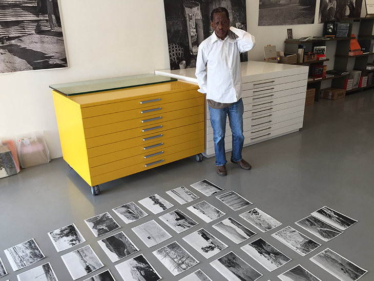 Santu Mofokeng editing Stories in Johannesburg in October 2015. Photo: Joshua Chuang