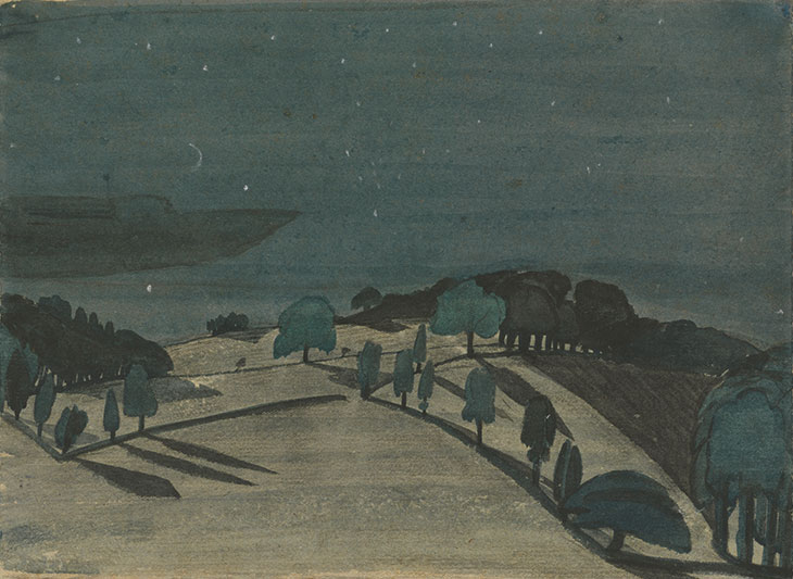 Moonlight Landscape (c. 1914), John Nash. Yale Center for British Art, New Haven; © Estate of John Nash