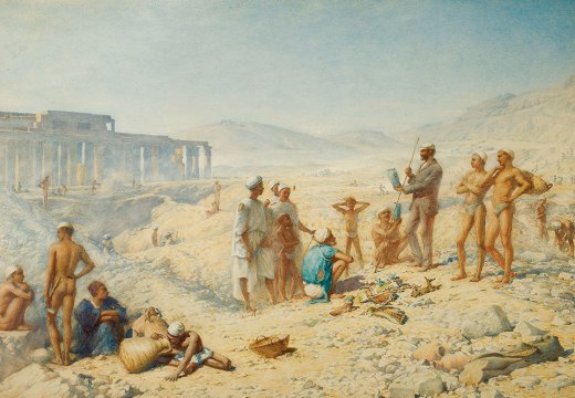Flinders Petrie Admiring a Find, the Ramesseum, Western Thebes (1895), Henry Wallis. Courtesy University College London Art Museum