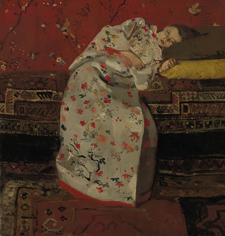 Girl in a red kimono (c. 1893), George Hendrik Breitner. Kunstmuseum Den Haag