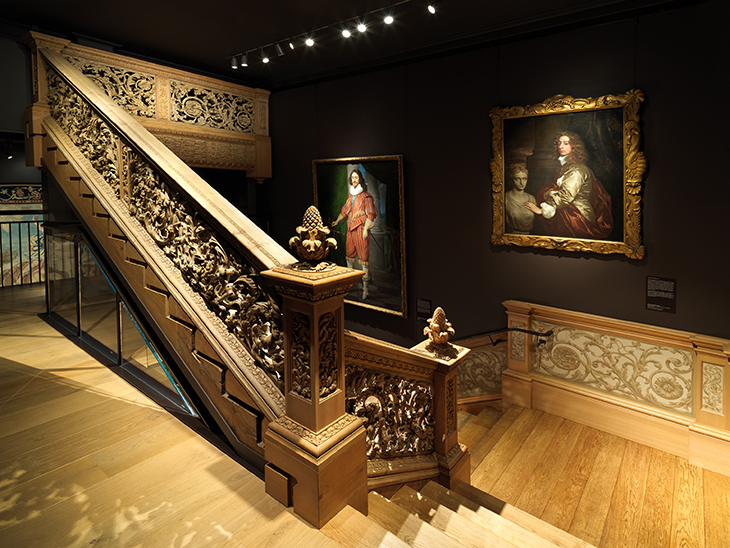 The Cassiobury staircase in the 17th-century gallery.