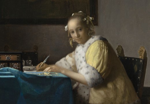 A Lady Writing (detail; c. 1665), Johannes Vermeer. National Gallery of Art, Washington, D.C.