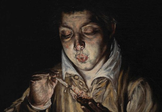 A Boy Blowing on an Ember to Light a Candle (El Soplón) (detail; c. 1570), El Greco.