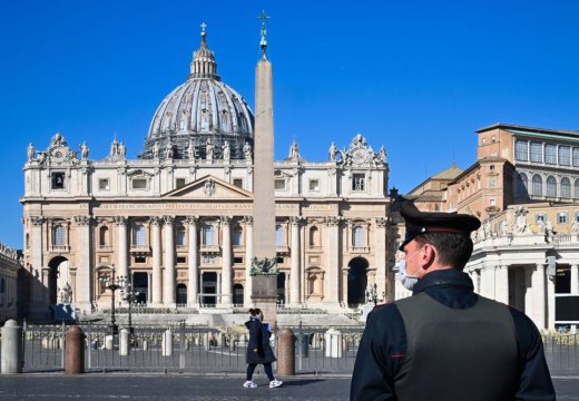 A police officer standing guard in St Peter’s Square.