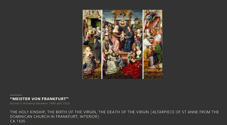 Online cataloguing for a triptych by the Meister von Frankfurt, which hung in the room depicted above