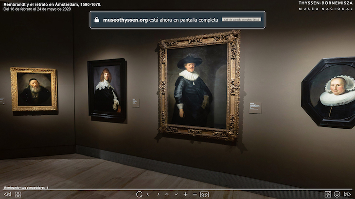 View of room four, ‘Rembrandt’s Competitors’, of the virtual Rembrandt exhibition at the Museo Nacional Thyssen-Bornemisza, Madrid